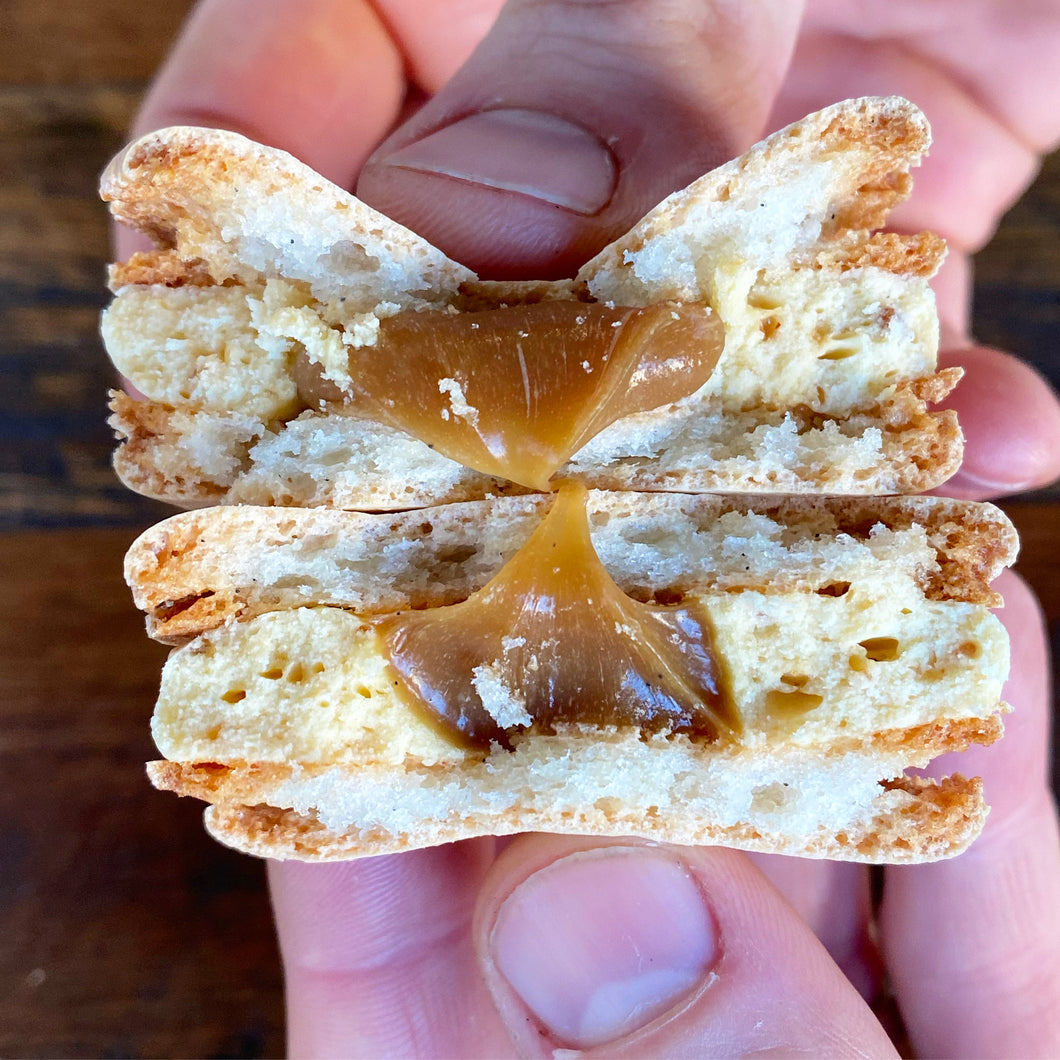 Salted caramel and hazelnut macaron (GF) - Breadfern Bakery